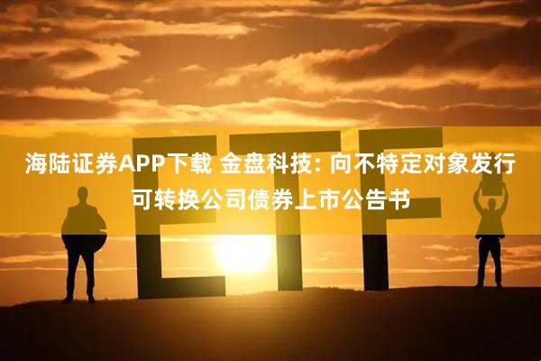 海陆证券APP下载 金盘科技: 向不特定对象发行可转换公司债券上市公告书