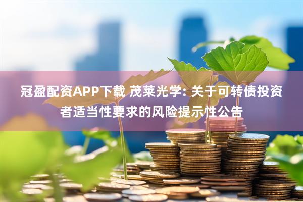 冠盈配资APP下载 茂莱光学: 关于可转债投资者适当性要求的风险提示性公告